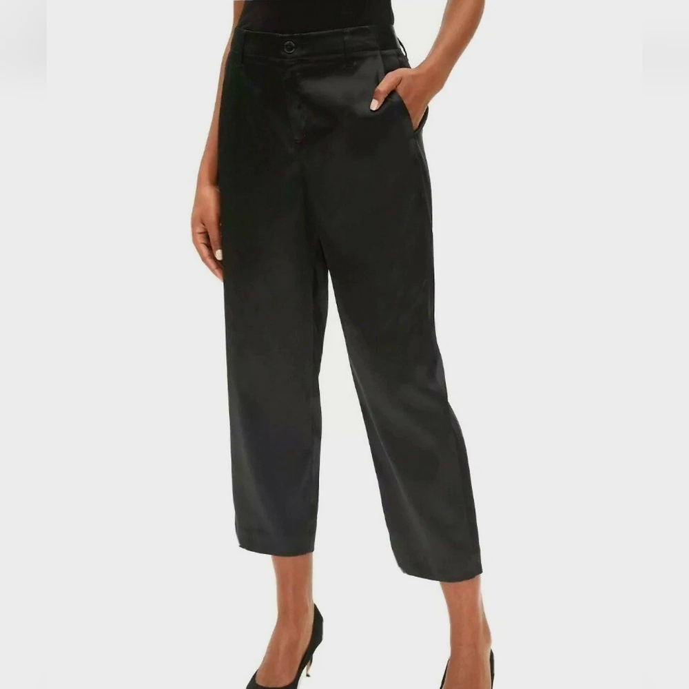 GAP Black Satin Girlfriend Cropped Pants, Lightly Lined, Wm 6, EUC
